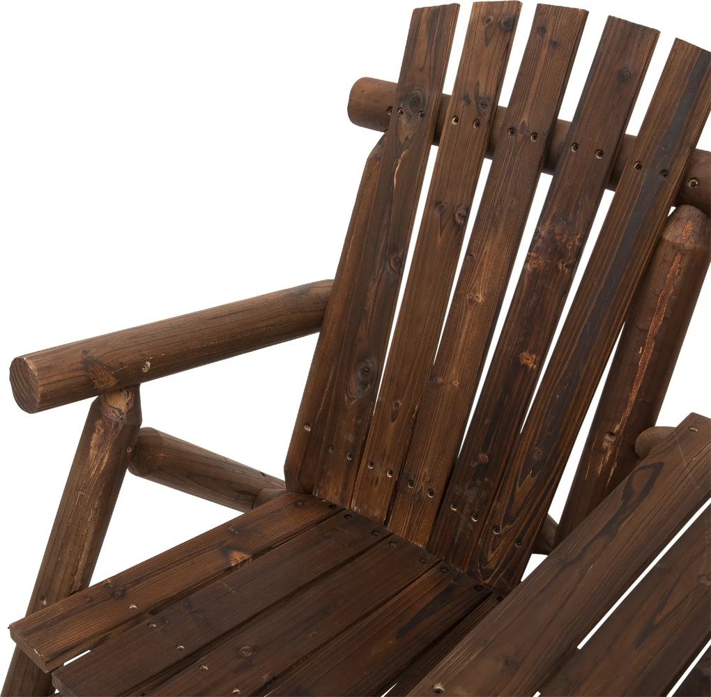 Ławka Ogrodowa Outsunny z Praktycznym Stolikiem w Zestawie, Wodoodporna, Drewno Świerkowe, Brązowa