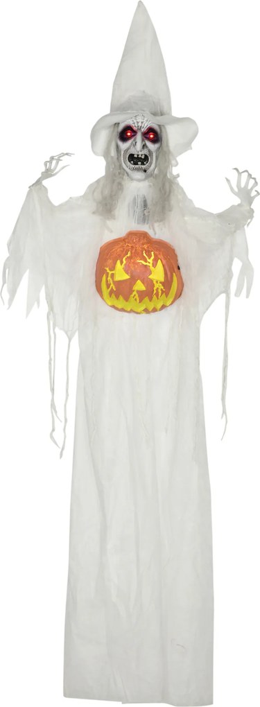 HOMCOM Duch na Halloween, Dekoracja na Halloween, Funkcja dźwięku, z czujnikiem ruchu i światłami LED, 60 cm x 18 cm x 183 cm