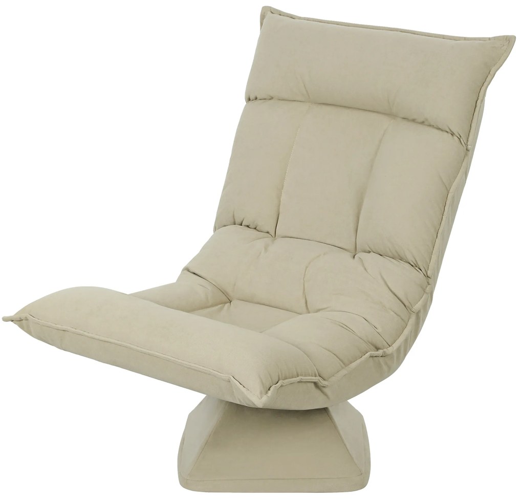 HOMCOM Obrotowy Krzesło Podłogowy z 5-pozycyjnym Regulowanym Oparciem, Nowoczesny Fotel Tapicerowany, Beżowy