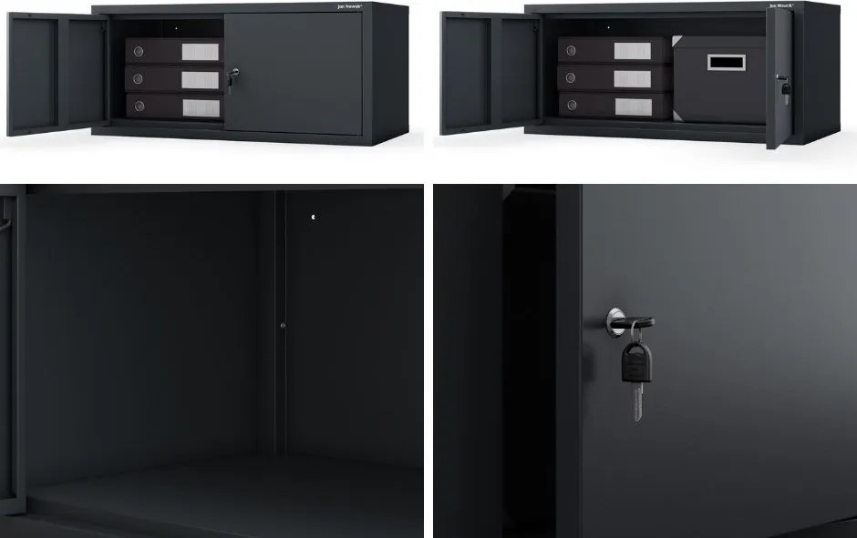 Metalowa nadstawka do szafy biurowej Ewa Compact, kolor antracytowy