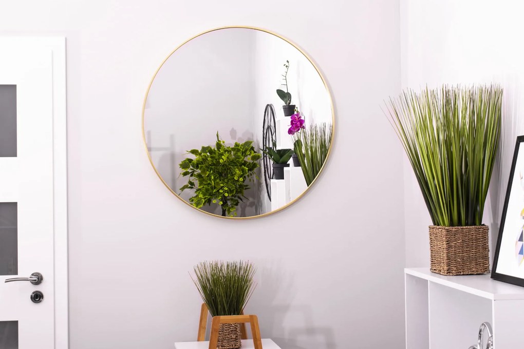 Złote okrągłe lustro ścienne LEOBERT - różne rozmiary Średnica lustra: 60 cm