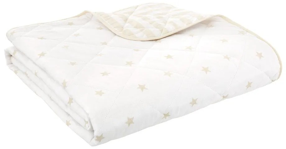 Biało-beżowa bawełniana narzuta dziecięca pikowana 135x190 cm Mini Star &amp; Stripes – Bianca