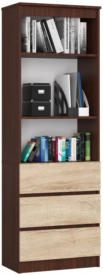 Regał do gabinetu z szufladami wenge + dąb sonoma M5-T26