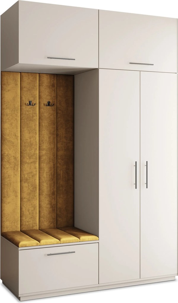 Masseno Garderoba REMA 150/240/60 cm Nowoczesna Szafa do Przedpokoju Kaszmir, MONOLITH 48 (Żółty)