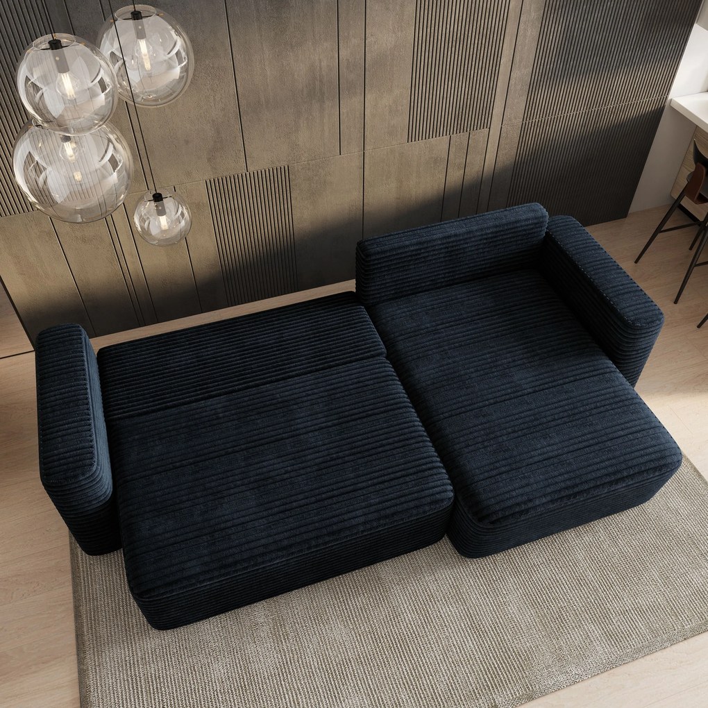 Masseno Narożnik TELIN z funkcją spania i pojemnikiem na pościel Narozniki L, Rozkładana sofa - Czarny, TILIA 100