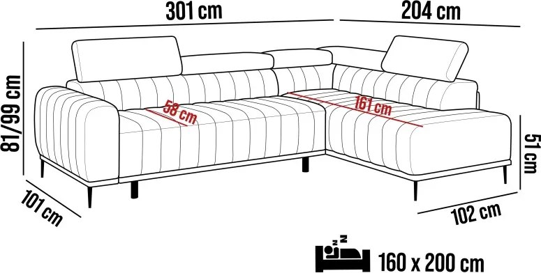 Narożnik GANDI 160 Prawostronny system włoski Salvador 10 Zielony WERSAL