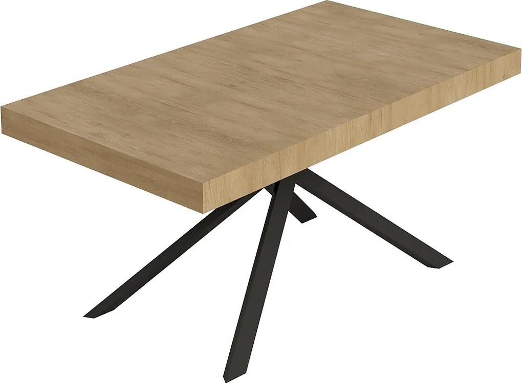 Stół rozkładany Niket 160/244x80 cm dąb naturalny z nogami w kolorze antracytowym