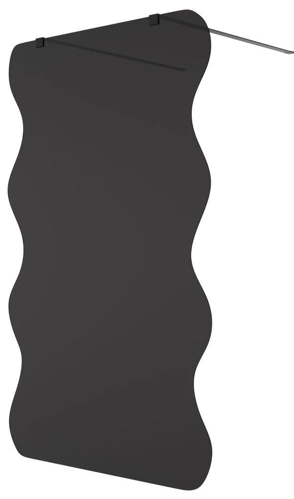 Ścianka prysznicowa Walk in szkło czarne falowane 8mm MOLIS Wave Duo Black MASSI | Różne rozmiary : Kolor profili kabiny - czarny, Szerokość ścianki - 80 cm, Typ montażu - WALK IN
