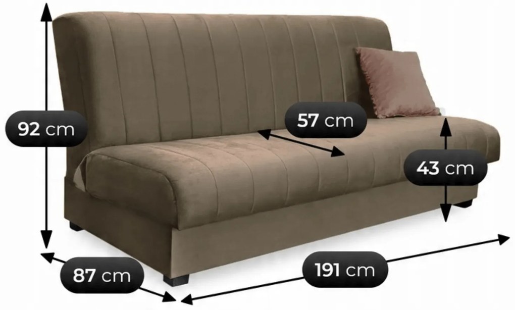 Sofa z Funkcją Spania SIGMA Rozkładana Wersalka Dwuosobowa Beżowa Nowoczesna do Salonu