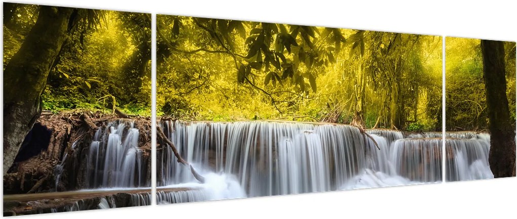 Obraz - Wodospad w jasnych kolorach (170x50 cm)