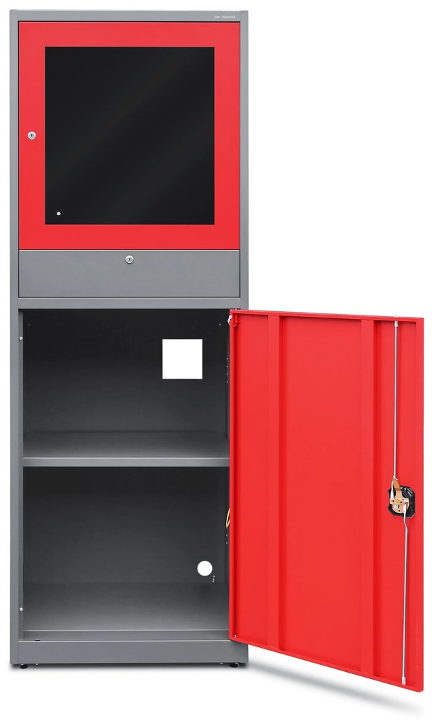 Szafa komputerowa, przemysłowa STEVE, 640 x 1750 x 630 mm, antracytowo-czerwona