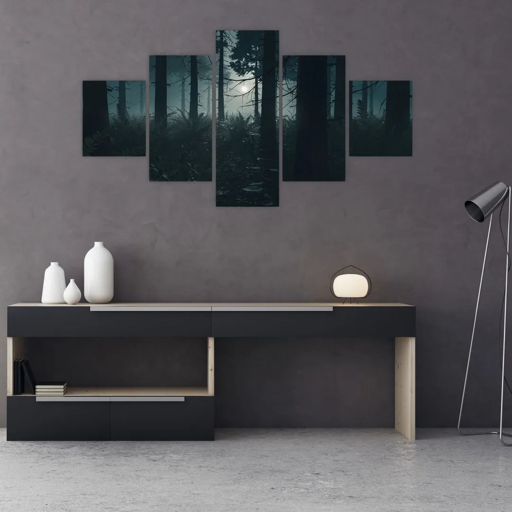 Obraz - Paproć w świetle księżyca (125x70 cm)