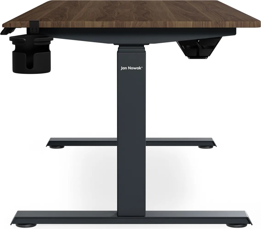 Biurko elektryczne z regulacją wysokości ergonomiczne antracytowe/orzech,1400x700 mm: ARIA