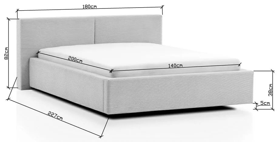 Białe tapicerowane łóżko dwuosobowe bez stelaża 140x200 cm Cube – Meise Möbel