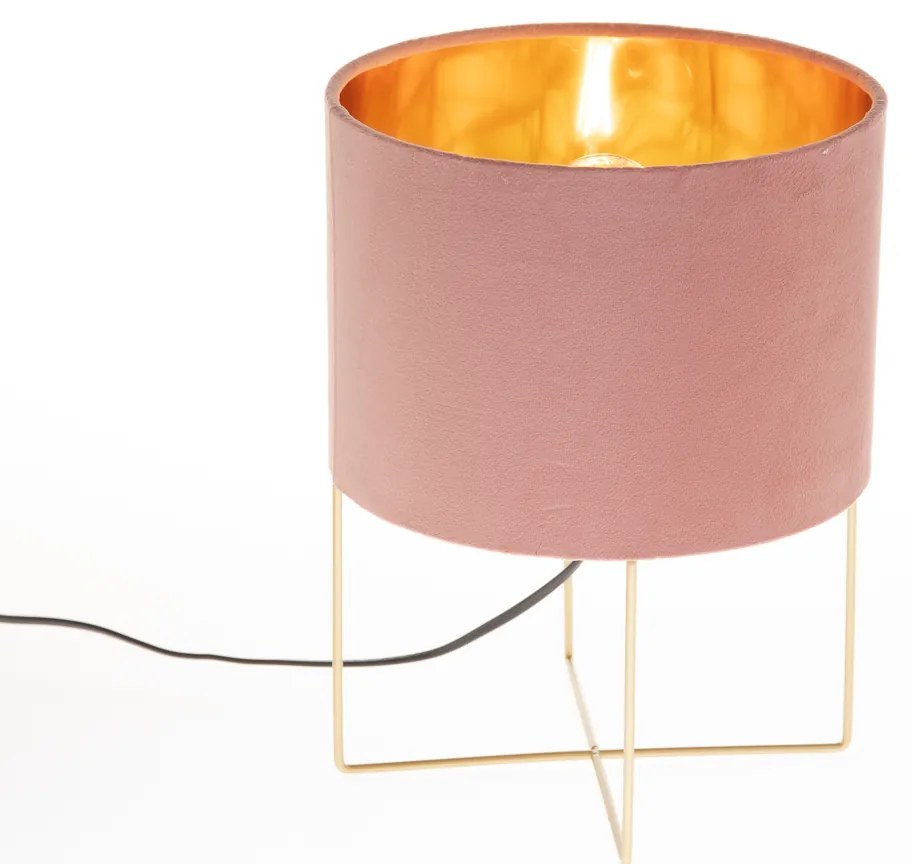 Nowoczesna lampa stołowa różowa ze złotem - Rosalina