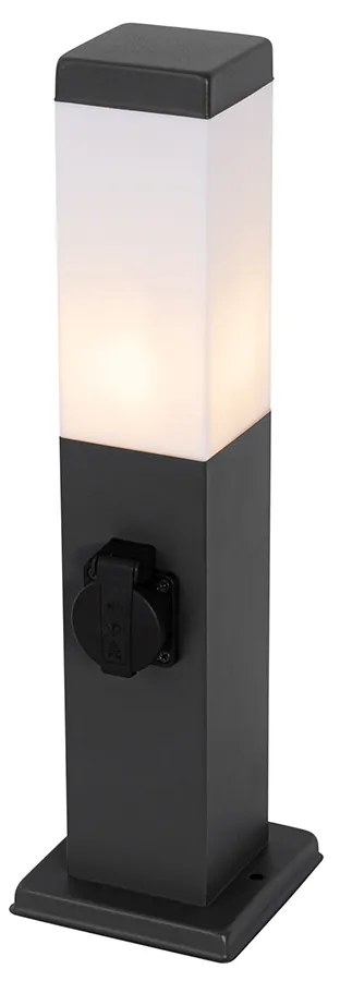 Zewnetrzna Lampa ogrodowa ciemnoszara 45 cm z gniazdem IP44 - Malios Nowoczesny Oswietlenie zewnetrzne