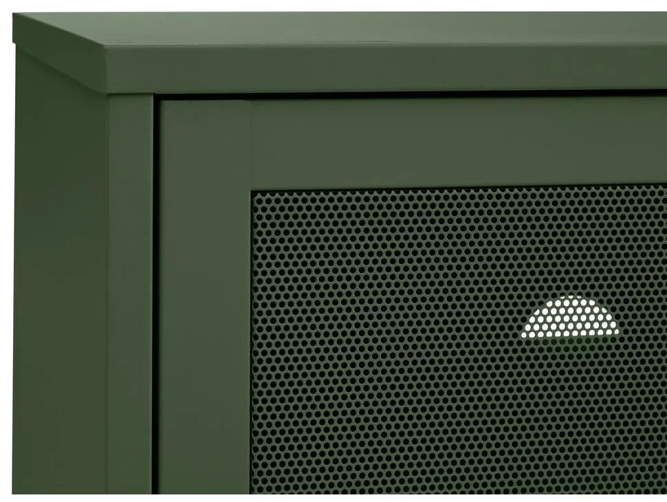 Ciemnozielona metalowa szafka pod TV 160x55 cm Veep – Unique Furniture