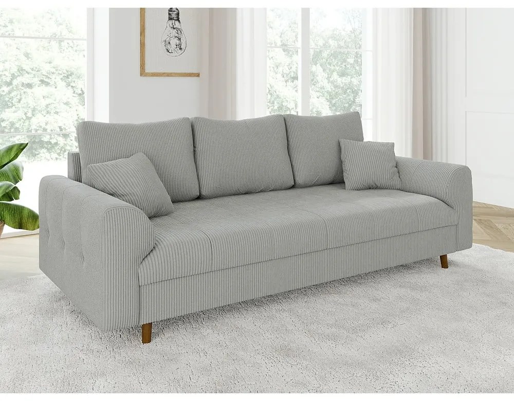 Jasnoszara sztruksowa sofa 210 cm Ariella – Ropez