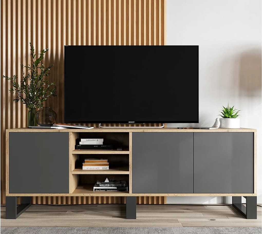 Szafka RTV NILA 6 150 dąb wotan/grafit mat