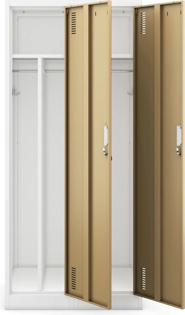 Szafka pracownicza czterokomorowa biała/orzech, 800x1800x500 mm: KACPER Eco Design