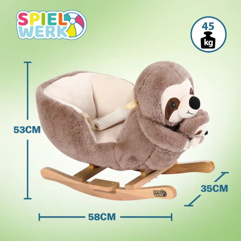 Leniwiec na biegunach z pasem bezpieczeństwa, brązowy Spielwerk