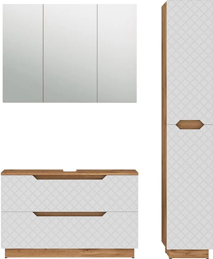 Zestaw mebli łazienkowych dąb/biały ze strukturą płytek 99.4x32x62.5 lotta