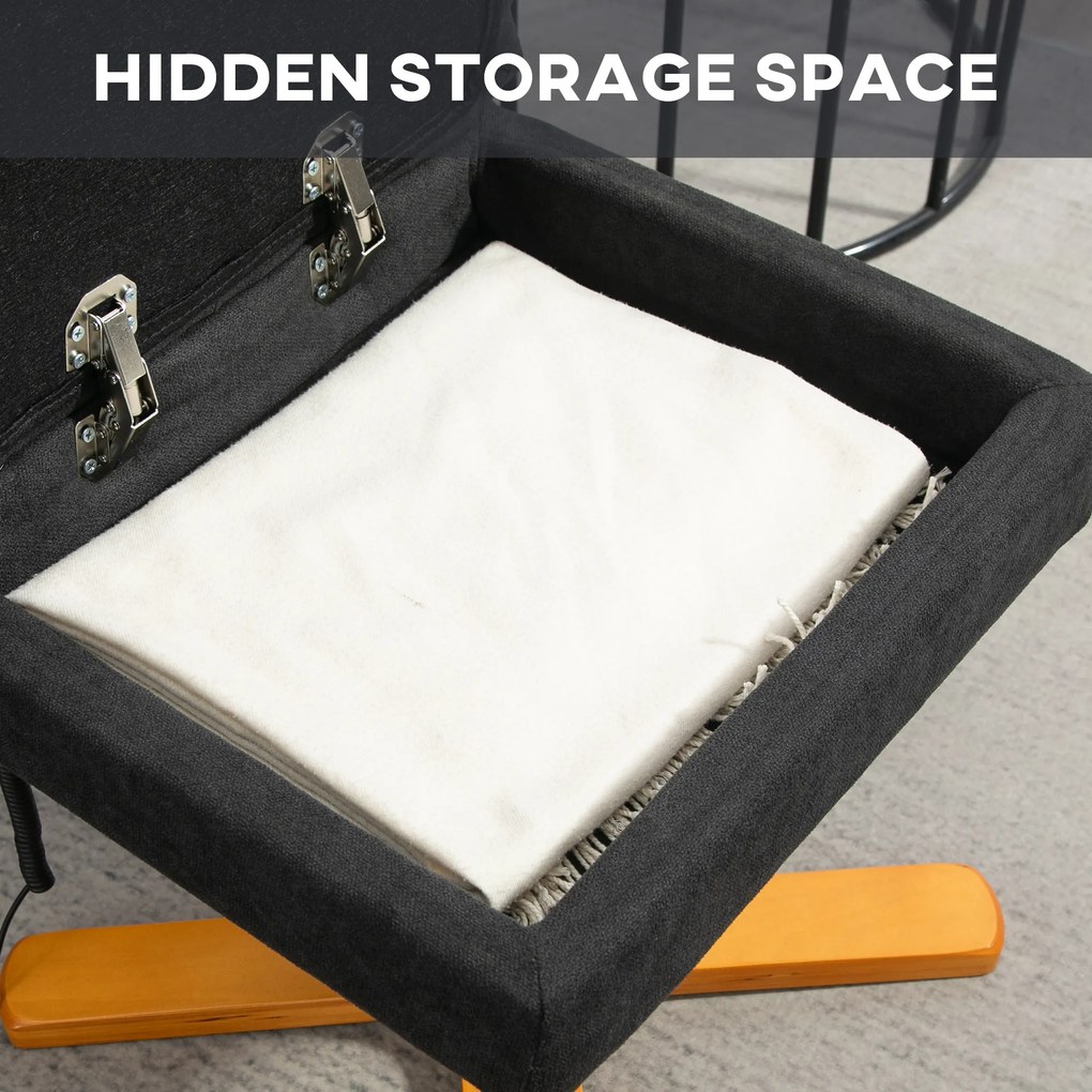 HOMCOM Fotel Masujący z Funkcją Leżenia i Podnóżkiem, Nachylenie 145°, Poliester, 80 x 86 x 99 cm, Czarny