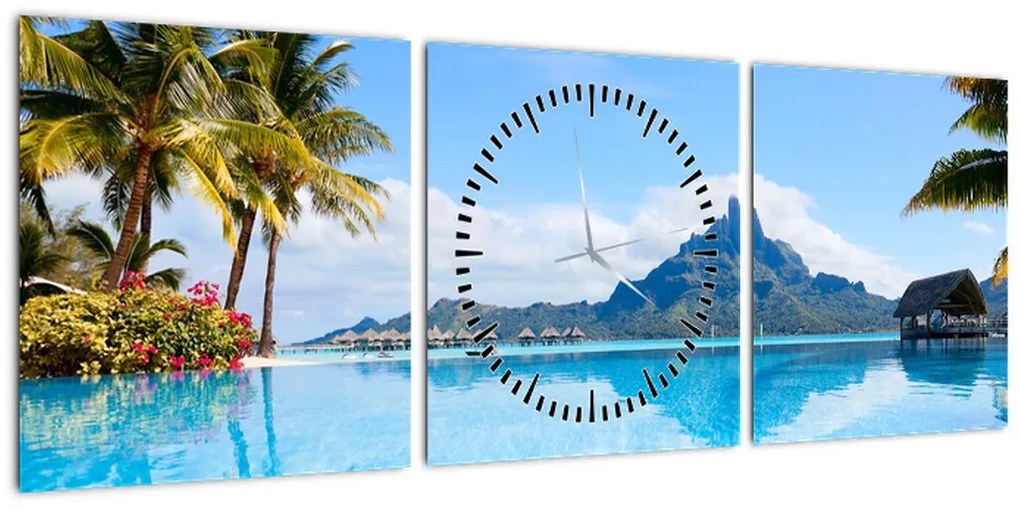 Obraz  - Bora-Bora, Polinezja Francuska (z zegarem) (90x30 cm)