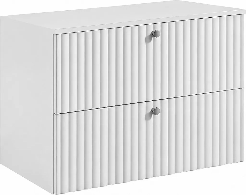 Szafka łazienkowa wisząca z blatem 80, biały + blat biały, uchwyty w trzech kolorach, 80 x 44,4 x 58,6 cm