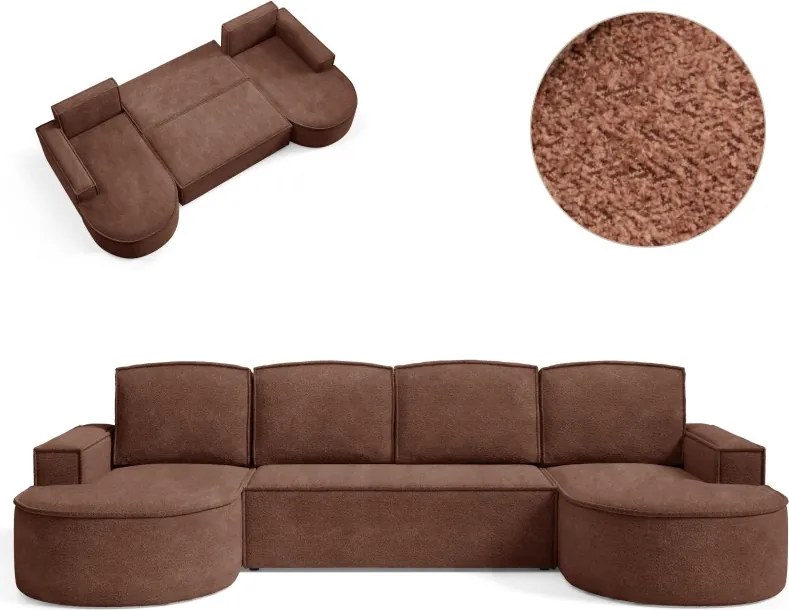 Narożnik MOLLY XL wolnostojący układ U z funkcją spania w tkaninie Abriamo 12 DomoHome