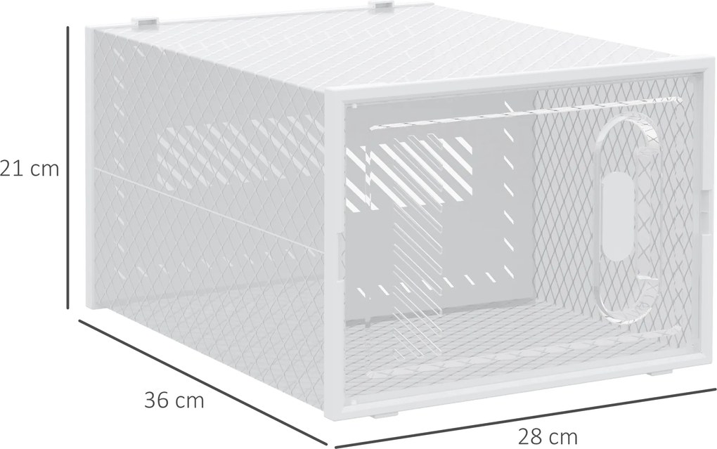 HOMCOM 8-częściowy regał na buty, stosowalne pudełka na buty do rozmiaru 46, drzwi magnetyczne, Plastik, 28 x 36 x 21 cm