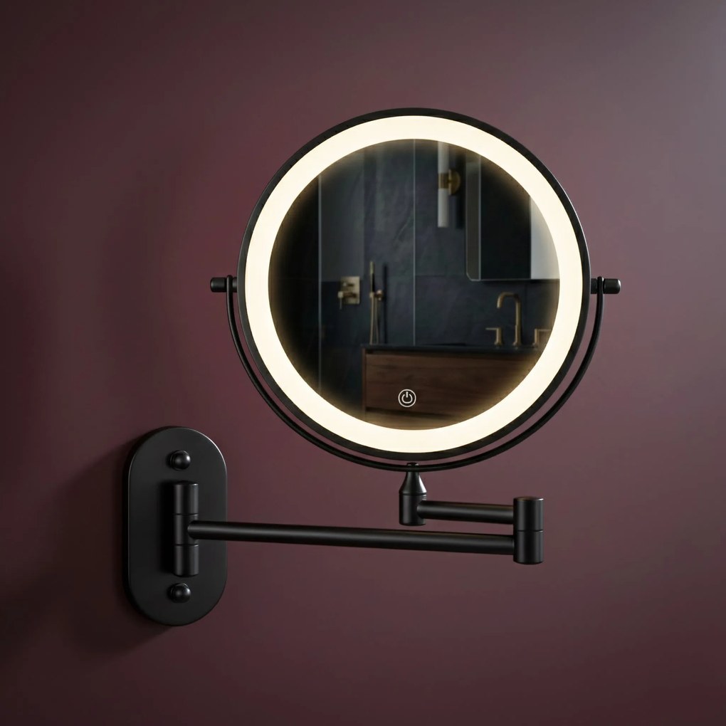 Lustro ścienne kosmetyczne LED Glow Czarne