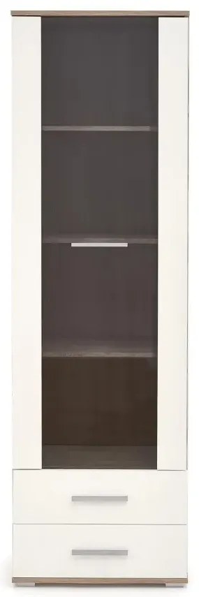 Witryna do salonu LIMA W-1 biała/dąb sonoma HALMAR