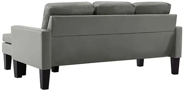 3-osobowa szara sofa z ekoskóry z podnóżkiem - Lencor 4Q