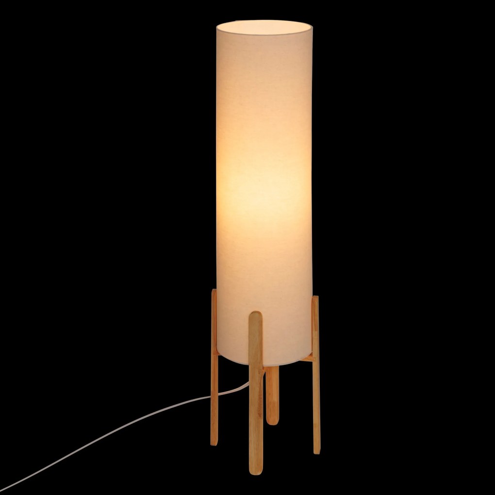 Lampa podłogowa tekstylny klosz RAFA drewniane nogi, Ø 24 x 107 cm