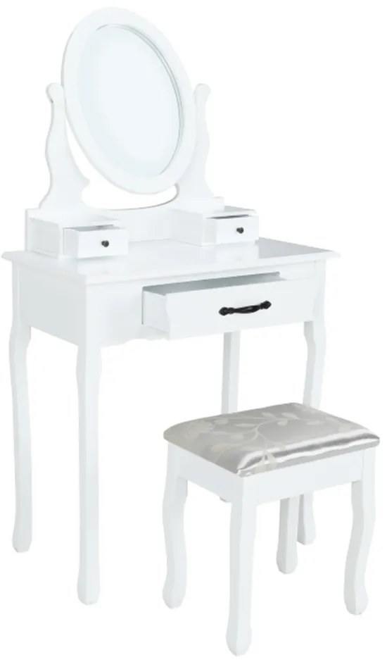 Ozdobny stolik ze stołkiem LINET NEW, biały