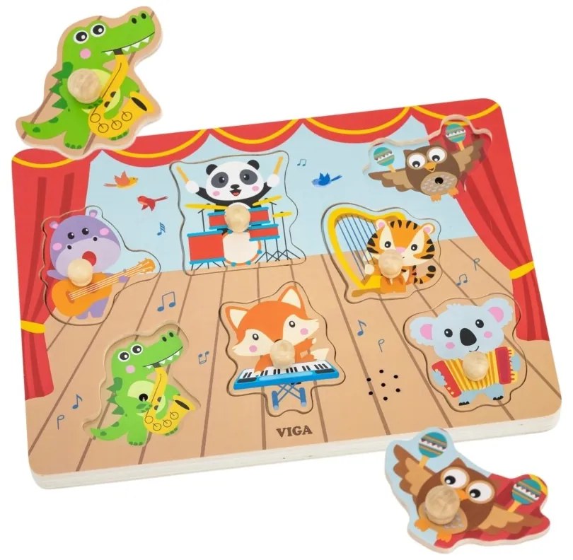 Viga puzzle dźwiękowe dopasuj muzykujące zwierzęta