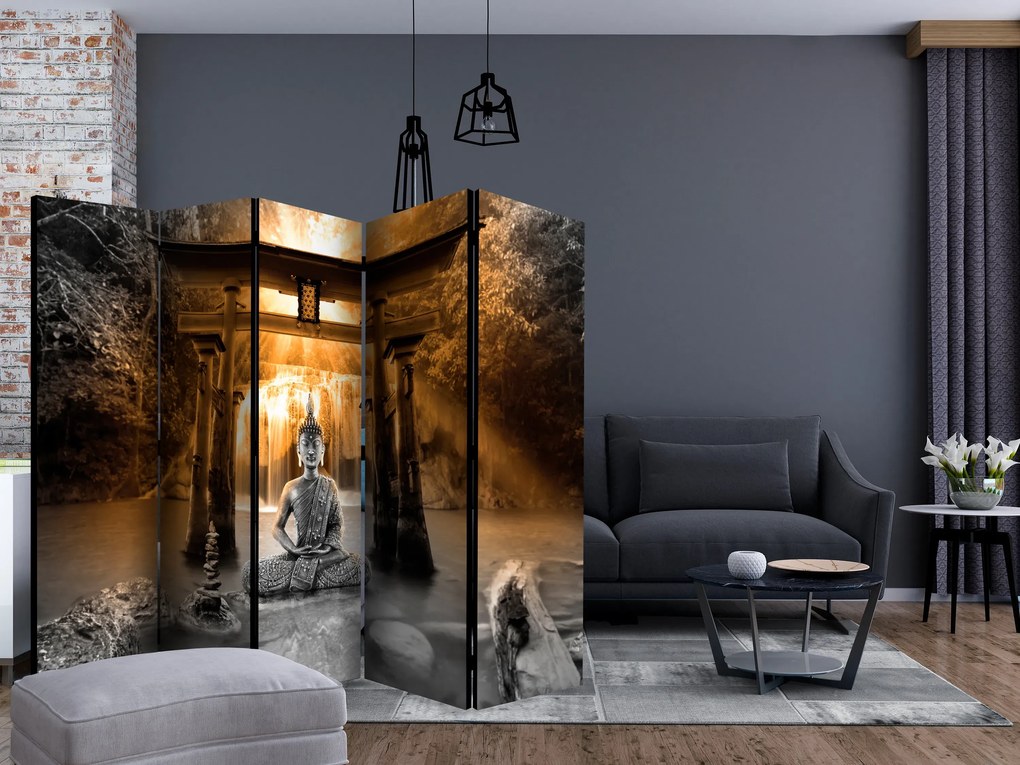 Parawan jednostronny Orient 225x172 cm 5-częściowy brązowy ARTGEIST B