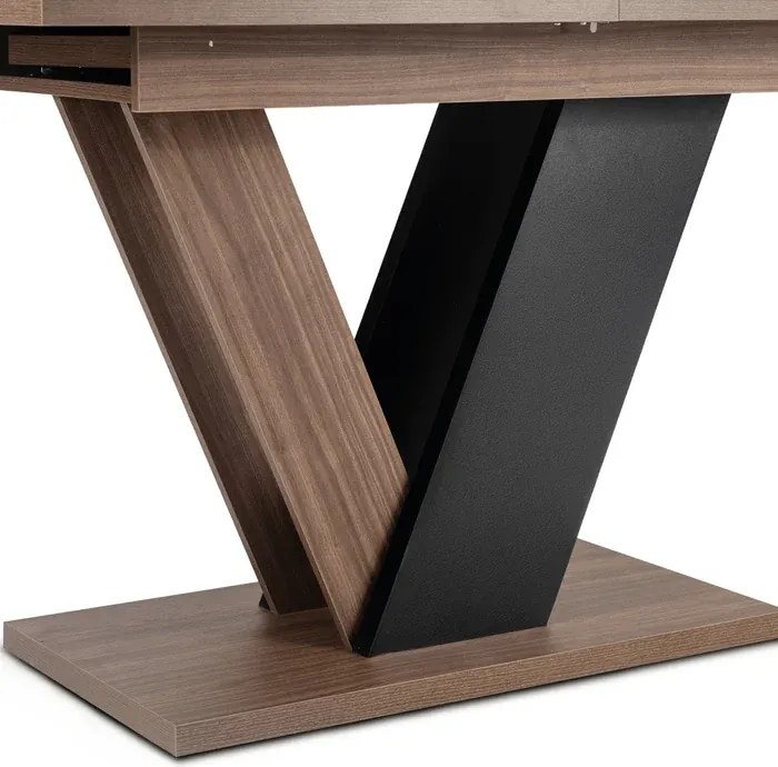 Stół Prostokątny Rozkładany CLARK 120-160 cm Orzech/Czarny Nowoczesny