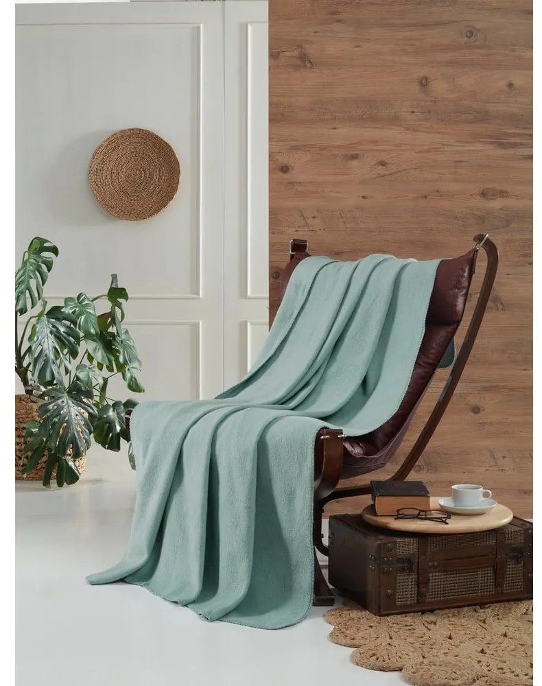 Miętowy polarowy koc 130x170 cm Brighton – Mijolnir