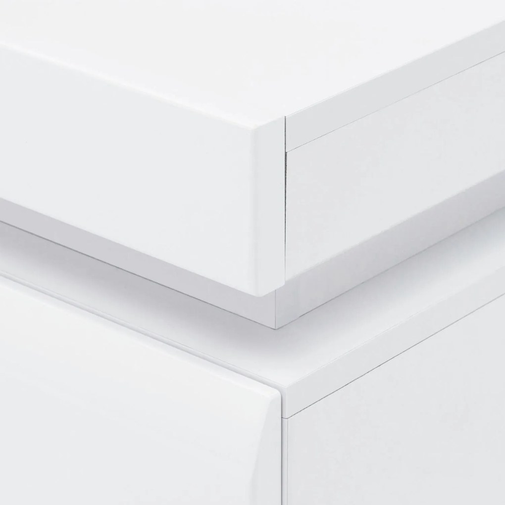 Komoda Trzydrzwiowa z Szufladą do Salonu IVORY Biała / Biały połysk 152 cm Nowoczesna