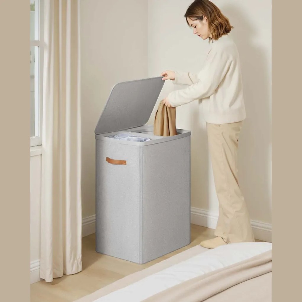SongmicsHome Kosz na bieliznę TALIA 170 l, 56×40×75 cm, jasnoszary