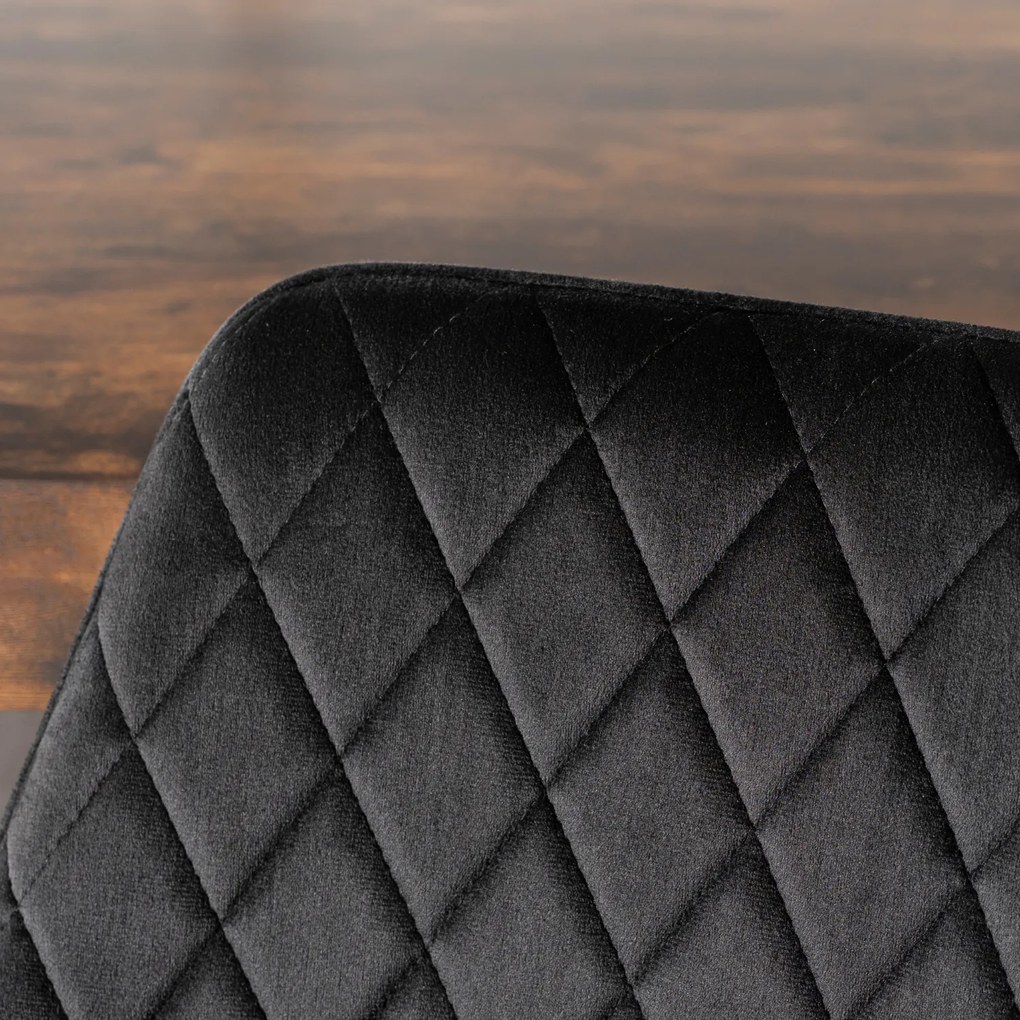 Krzesło Tapicerowane do Jadalni BRESSO Czarne Welurowe Nowoczesne Loft