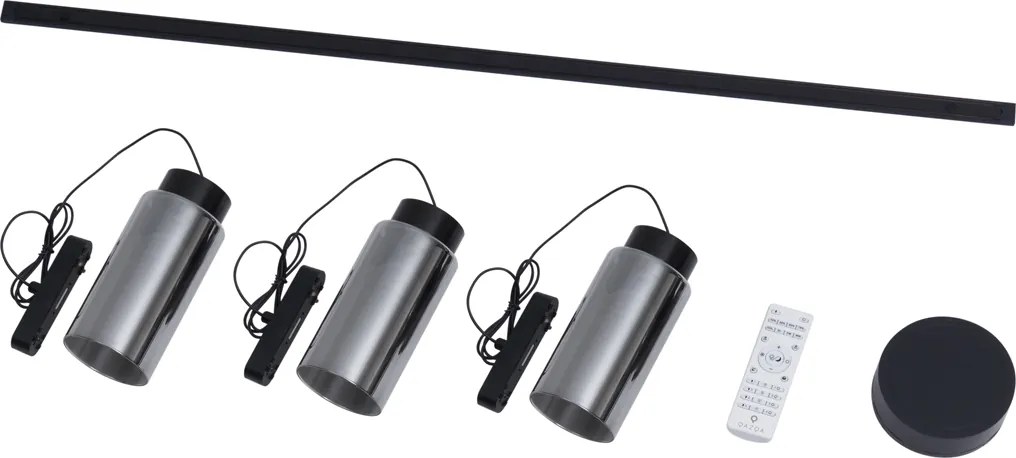 Nowoczesny system oświetlenia szynowego z 3 czarnymi lampami wiszącymi 1-fazowymi - Magnetic Vance