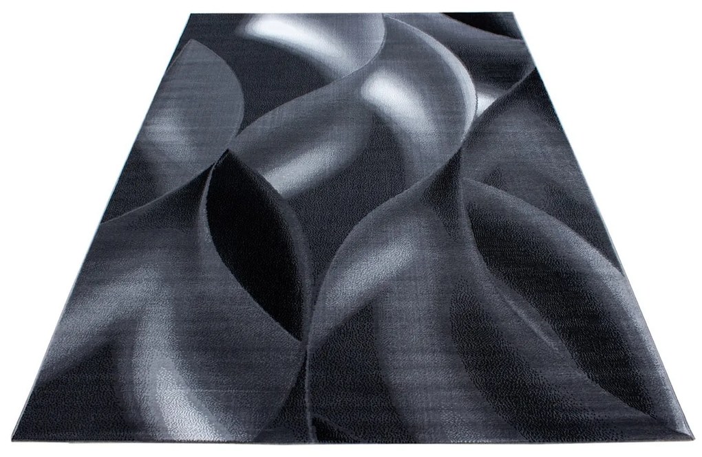 Dywan nowoczesny Plus wstęgi szaro-czarny 280 cm x 370 cm