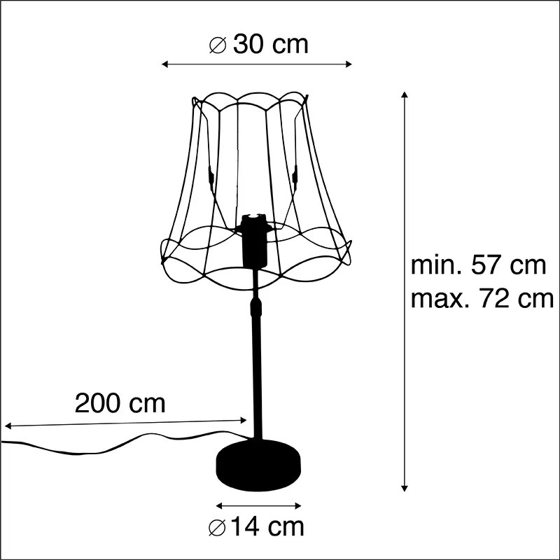 Lampa stołowa czarna z kloszem Granny 30 cm regulowana - PartePrzemysłowy Oswietlenie wewnetrzne