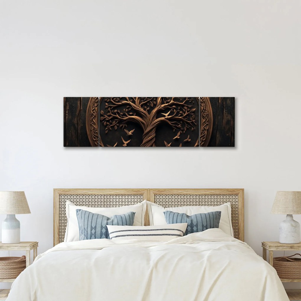 Obraz – Drewniane drzewo życia (170x50 cm)