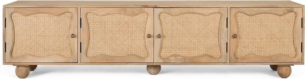 Stojak pod telewizor z drewna mango 200 cm w stylu boho śródziemnomorskim - 51x200x40