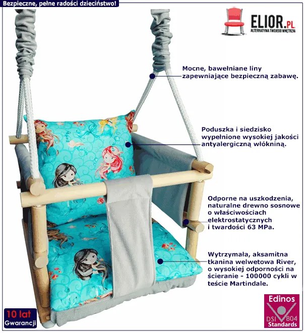 Dziecięca huśtawka welwetowa 6 wzorów D7-L90