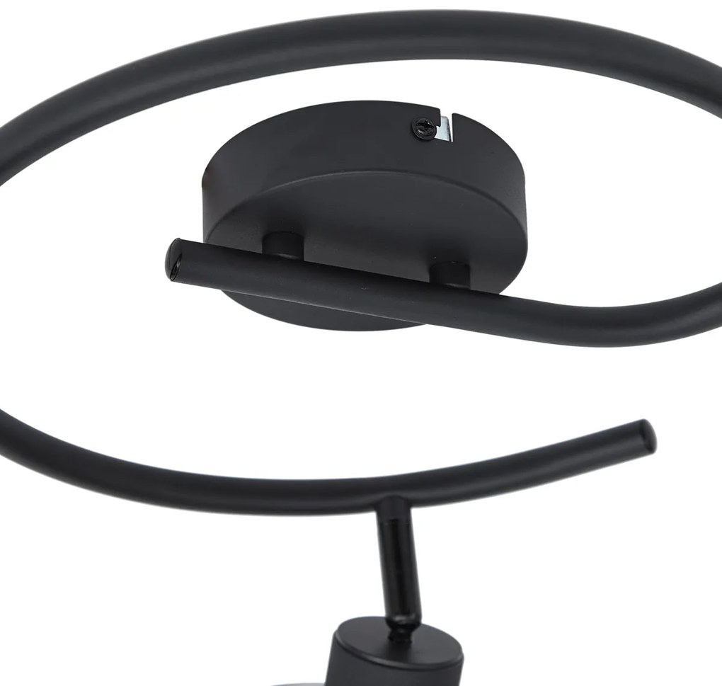 Designerski reflektor sufitowy czarny z przydymionym szkłem okrągły 3-punktowy - Domo